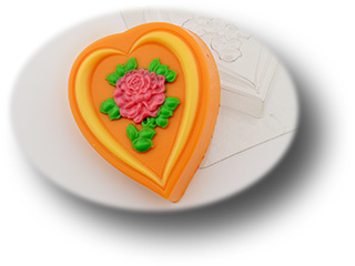 Пластиковая формочка для мыла Роза в сердце